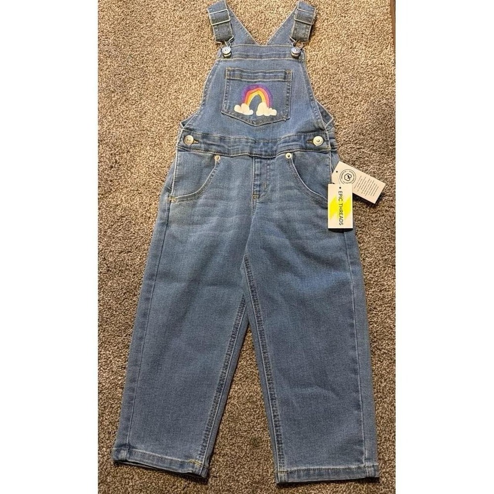 Epic Threads overalls with rainbow size 4T, new with tags